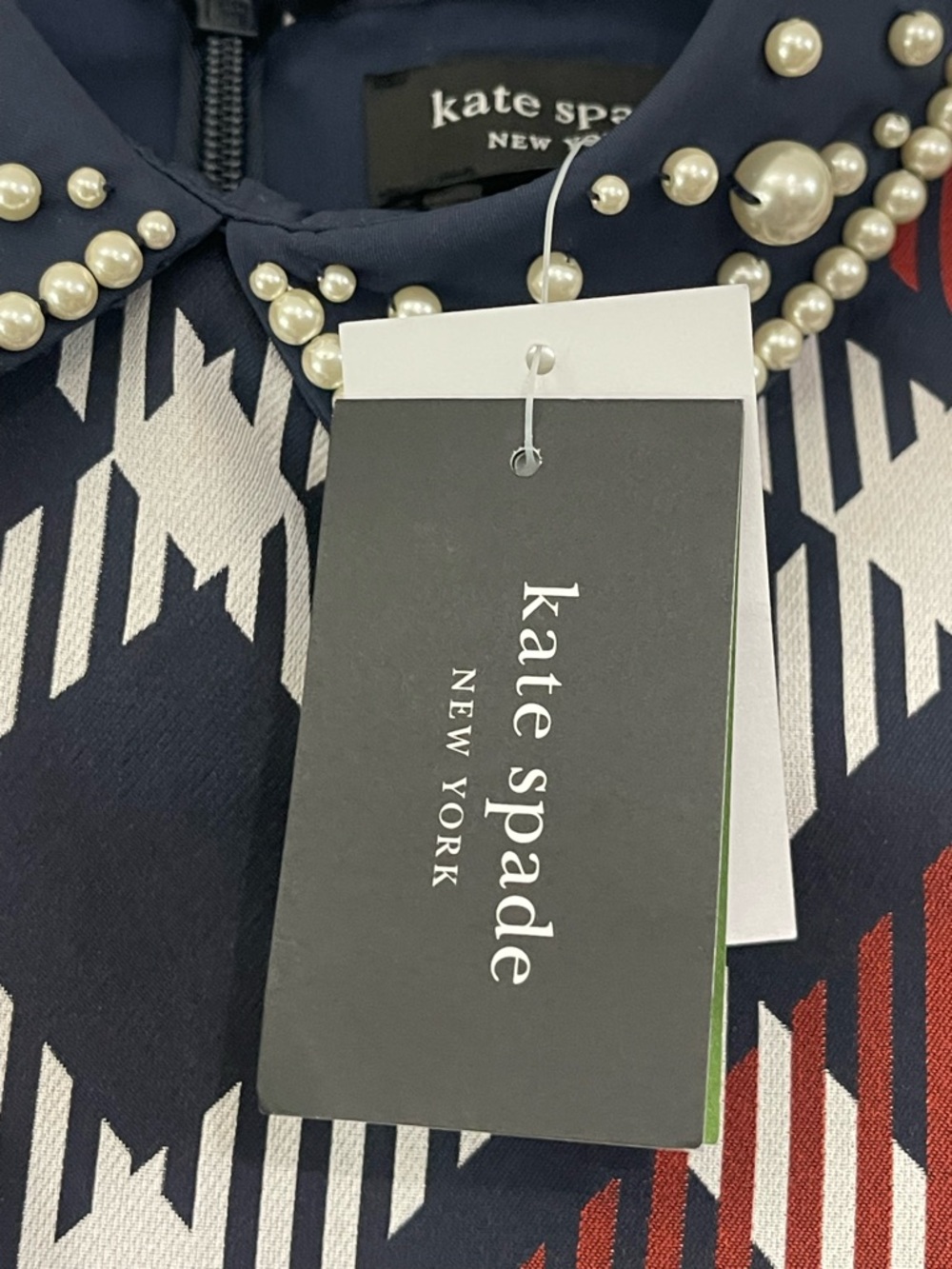 Kate Spade New York Plaid Dress Pearl Embellished Collar Size 8 NWT - Picture 10 of 13